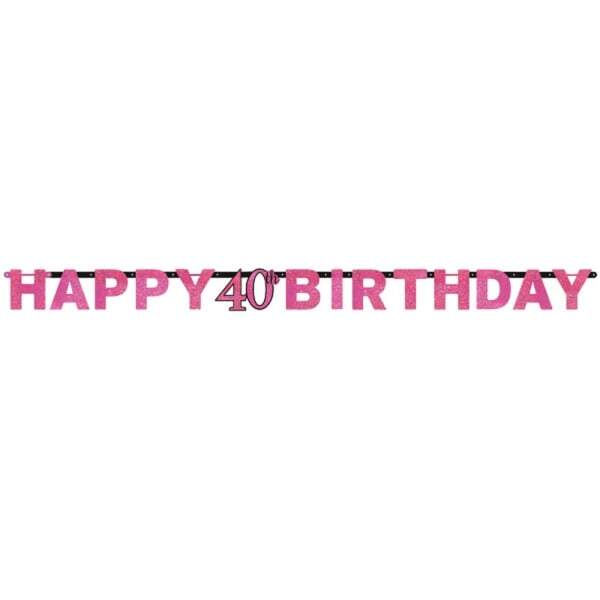 Amscan Prism Pink Happy Birthday Letter Banner (60th)