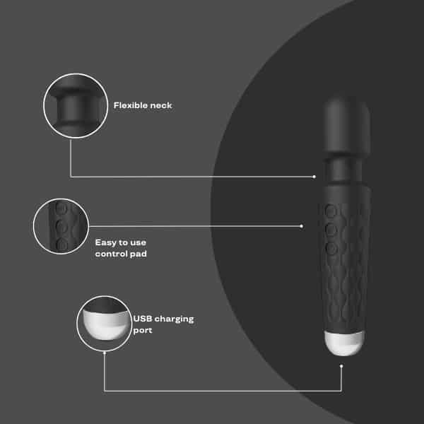 Loving Joy 20 Function Wand Vibrator Sex Toy Black