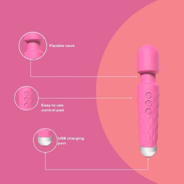 Loving Joy 20 Function Wand Vibrator Sex Toy Pink