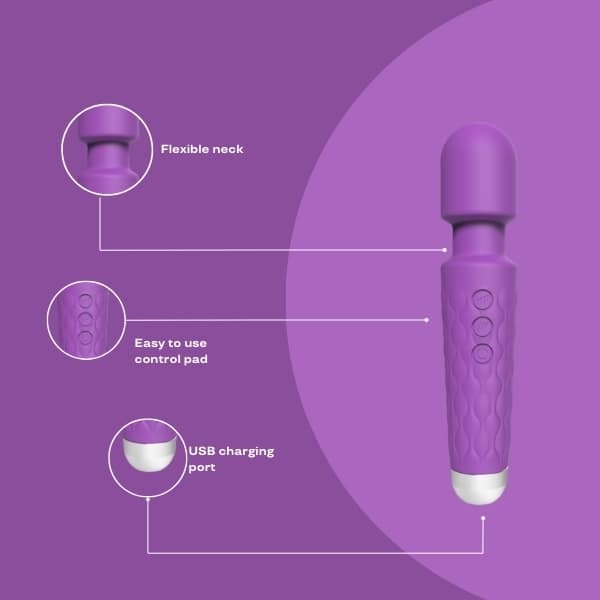 Loving Joy 20 Function Wand Vibrator Sex Toy Purple