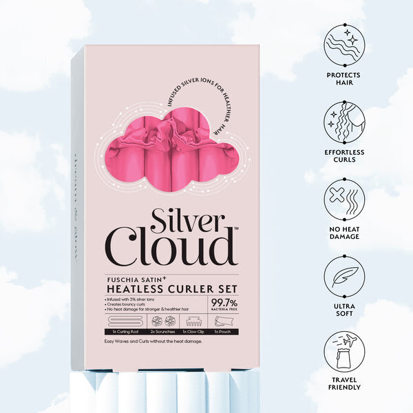 Silver Cloud Fuchsia Satin Heatless Curlers