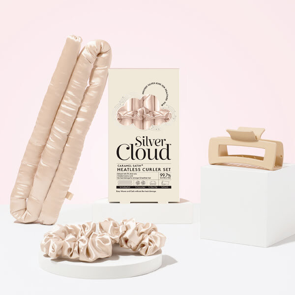 Silver Cloud Caramel Satin Heatless Curlers