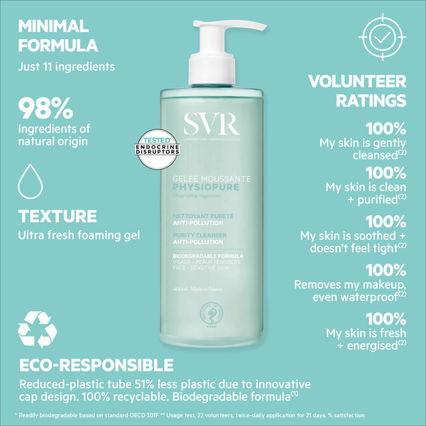 SVR PHYSIOPURE Foaming Wash-Off Gel for Balanced Skin 400ml