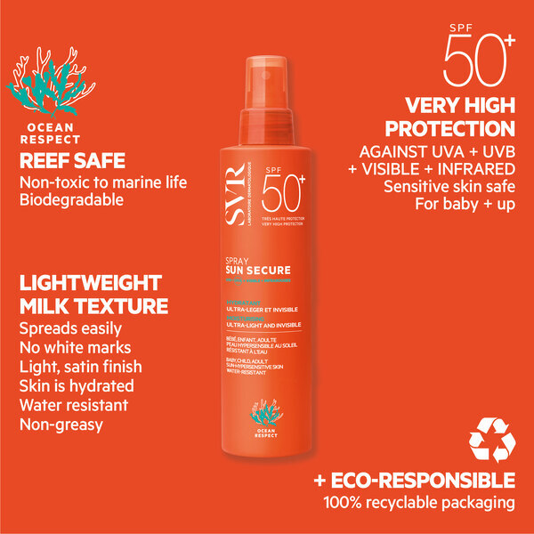 SVR SUN SECURE SPF 50+ Face and Body Sunscreen Spray 200ml