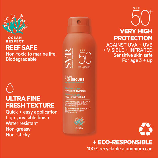 SVR SUN SECURE SPF 50+ Body Mist Sunscreen, 200ml