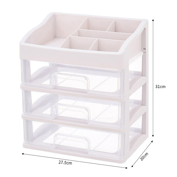 Livingandhome Plastic Makeup Organizer with 3 Drawers