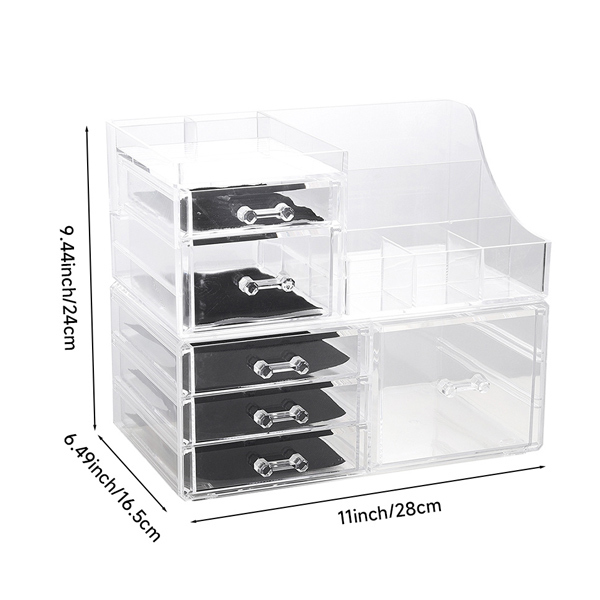 Livingandhome Transparent Makeup Organizer with Drawers