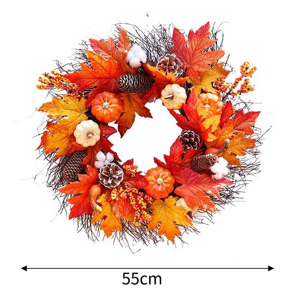 Livingandhome Halloween Maple Pumpkin Wreath