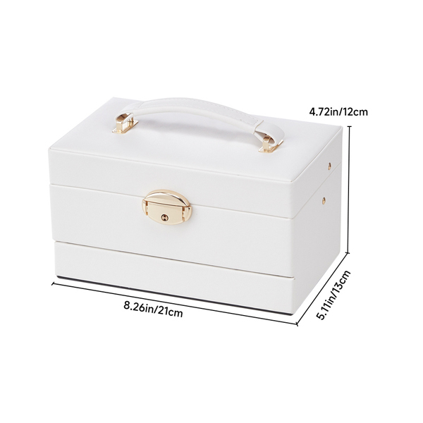 Livingandhome Lockable Jewellery Storage Box  - White