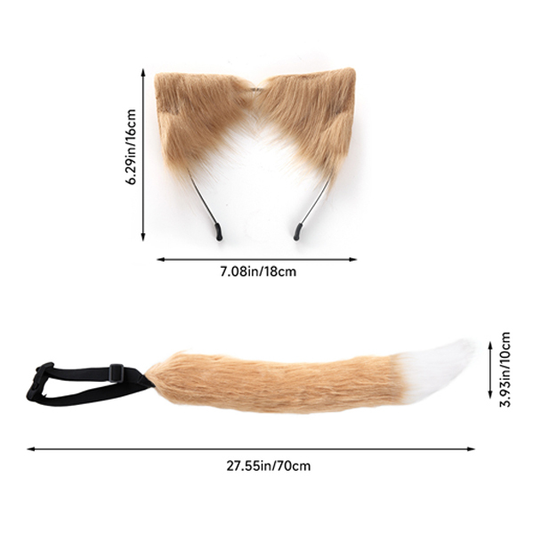 Livingandhome Halloween Fox Tail and Ear Headband Set