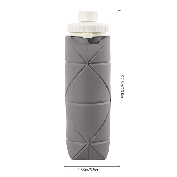 Livingandhome Collapsible Silicone Water Bottle - Grey