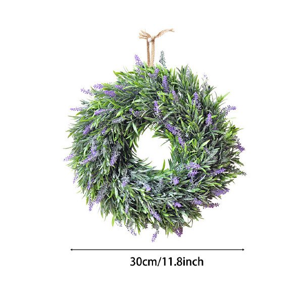 Livingandhome Round Artificial Lavender Hanging Wreat