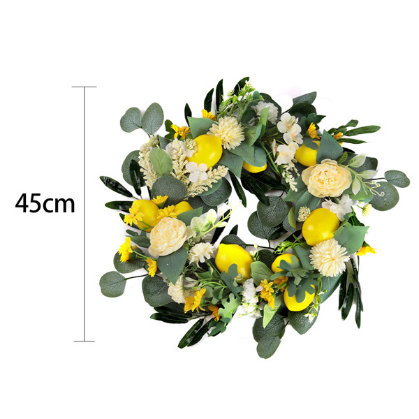 Livingandhome Summer Faux Lemon Peony Wreath