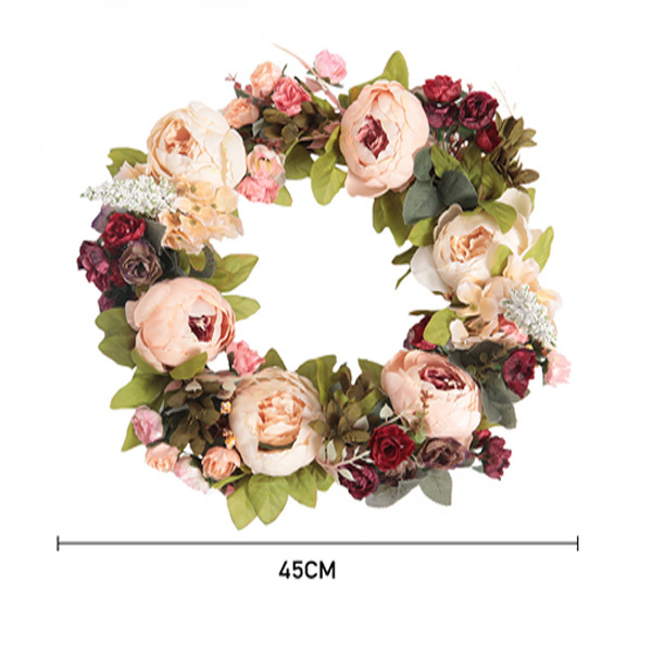 Livingandhome Artificial Peony Mixed Flowers Wreath