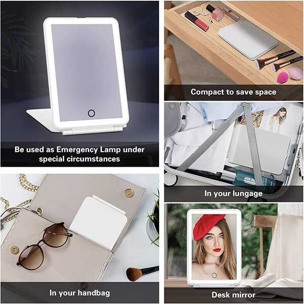 Fascinate Travel LED Makeup Mirror 19x13cm SM296A_White_L3C