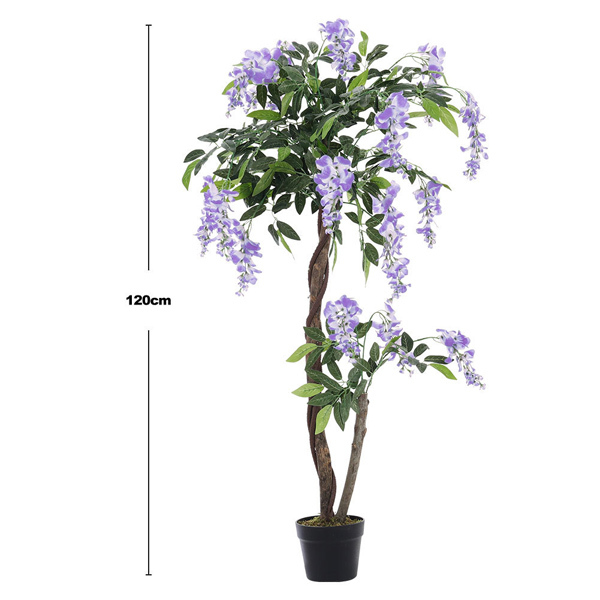 Livingandhome Artificial Flowers Plant in Pot Purple