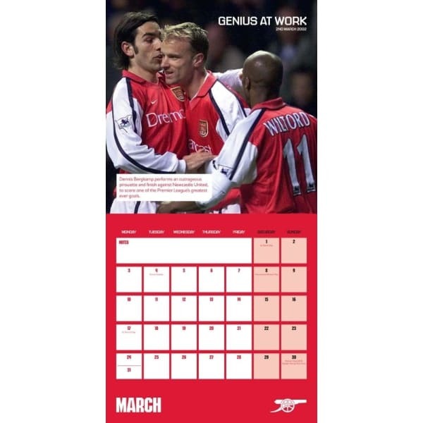 Arsenal FC Legends 2025 Square Wall Calendar (30cm x 30cm)