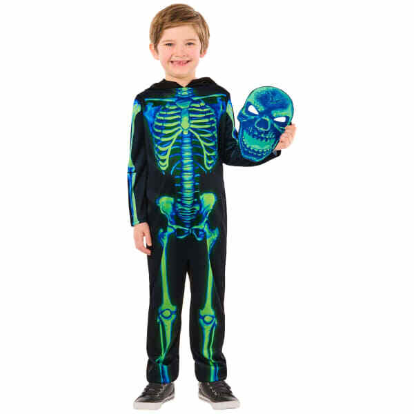 Bristol Novelty Kids Skeleton Neon Costume (7-8 Years)