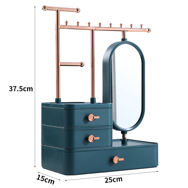 Livingandhome Jewelry Organizer with Rotating Mirror