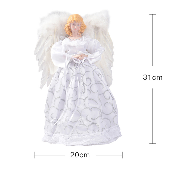 Livingandhome Angel Christmas Tree Topper White