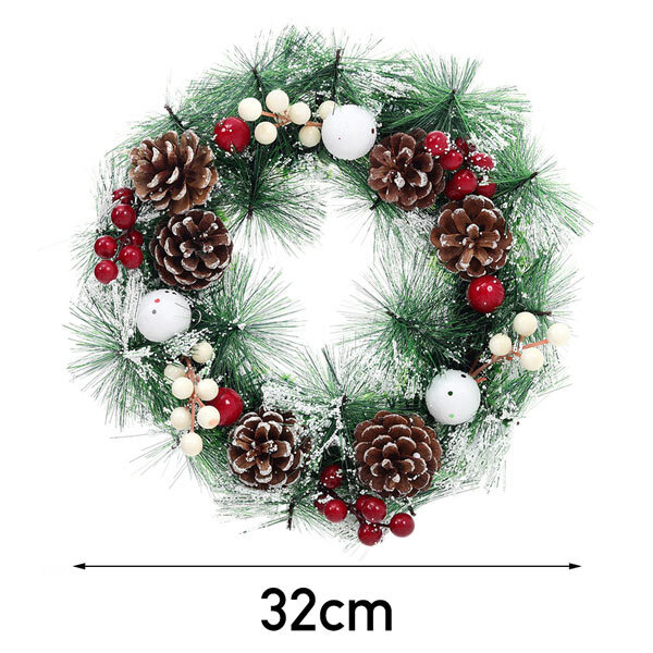 Livingandhome Snow Flocked Christmas Artificial Wreath