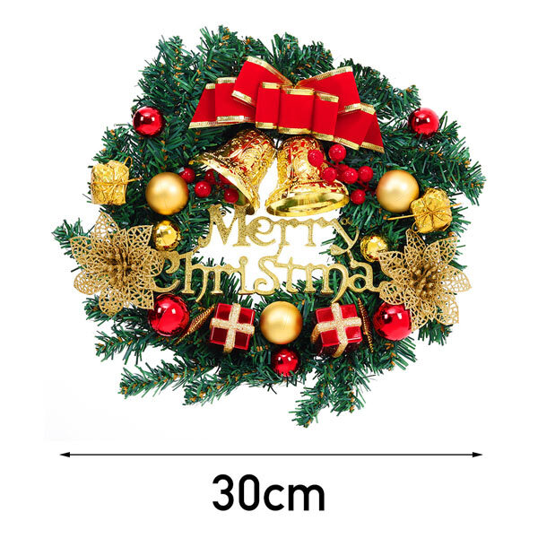 Livingandhome Christmas Artificial Wreath with Xmas Baubles