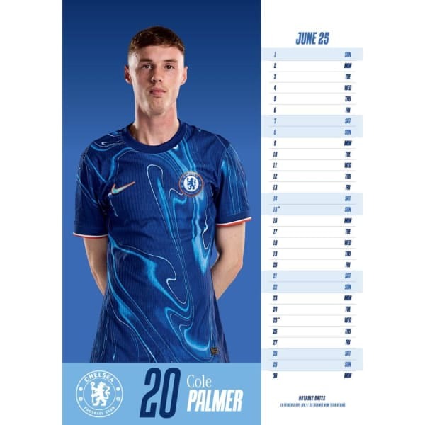 Chelsea FC 2025 A3 Wall Calendar