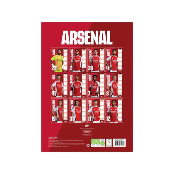 Arsenal FC 2025 A3 Wall Calendar