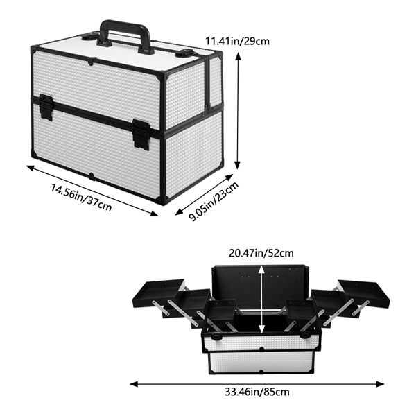 Livingandhome Professional Aluminum Makeup Box White