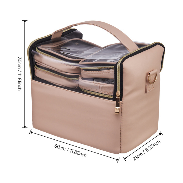 Livingandhome Portable Makeup Case with Adjustable Dividers