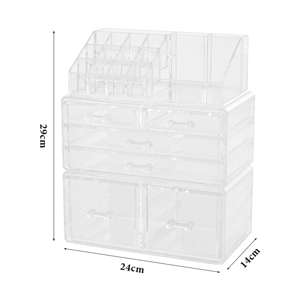 Livingandhome Clear Acrylic Makeup Organizer with Drawers