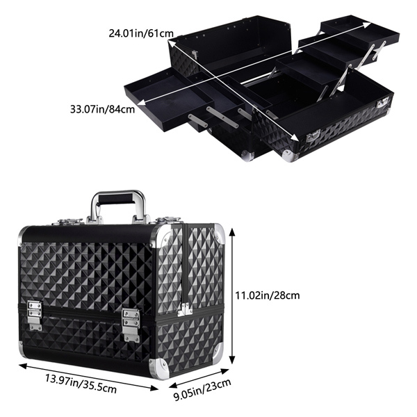 Livingandhome professional Aluminum Makeup Box with 6 Trays