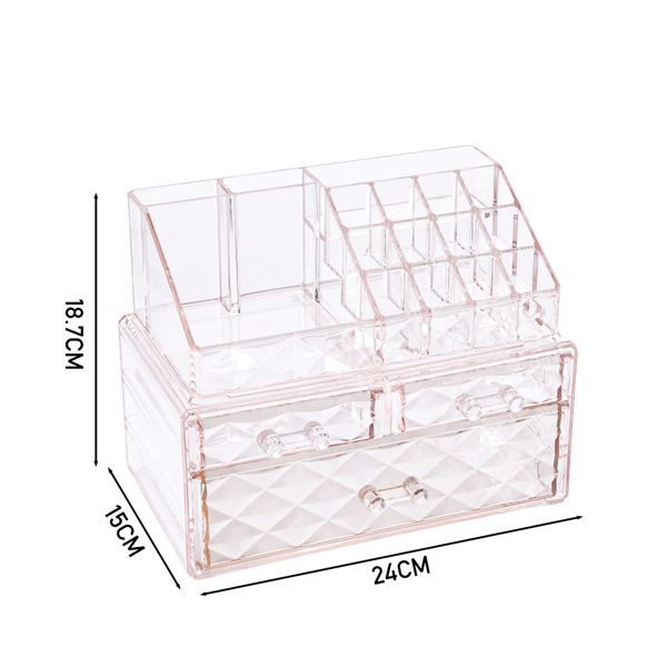 Livingandhome Plastic Tiered Makeup Organizer with Drawers