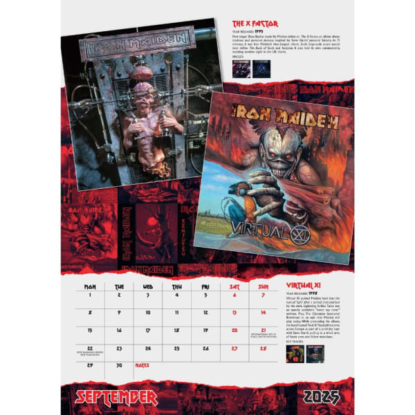 Iron Maiden 2025 A3 Wall Calendar