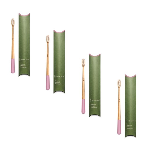 Truthbrush Bamboo Toothbrush Petal Pink Med x 1 Yr Supply