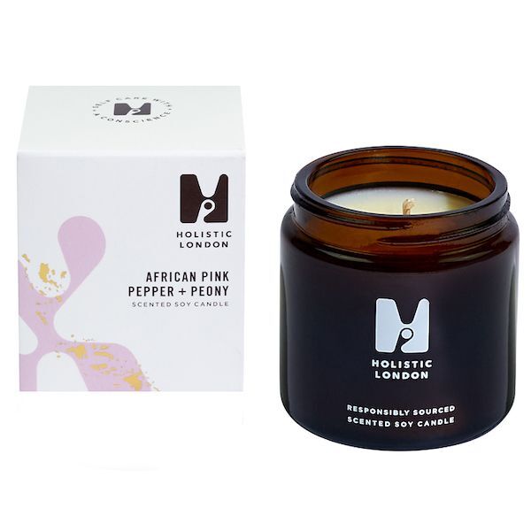 Holistic London Pink Pepper + Peony Scented Candle 120ml