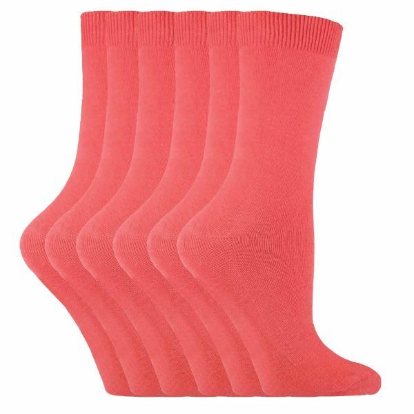 Sock Snob 6 Pairs Ladies Plain Coloured Cotton Socks 4-7 UK