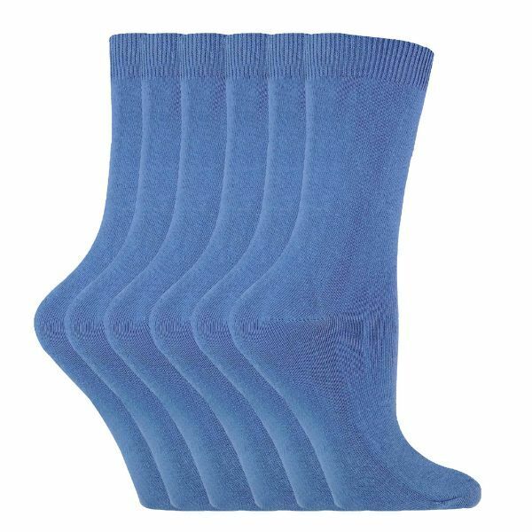 Sock Snob 6 Pairs Ladies Plain Coloured Cotton Socks 4-7 UK