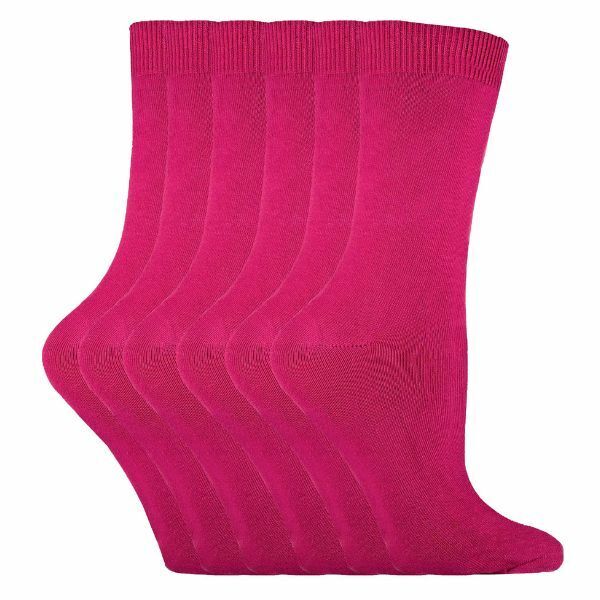 Sock Snob 6 Pairs Ladies Plain Coloured Cotton Socks 4-7 UK