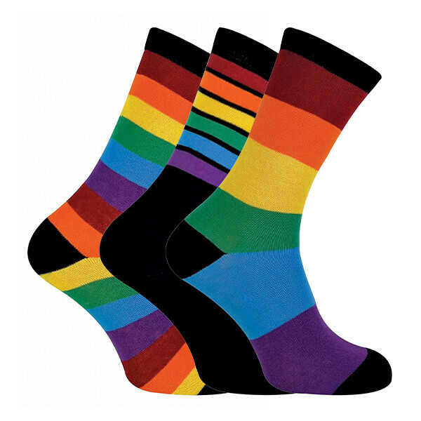 Sock Snob 3 Pairs Mens Striped Rainbow Socks 6-11 UK