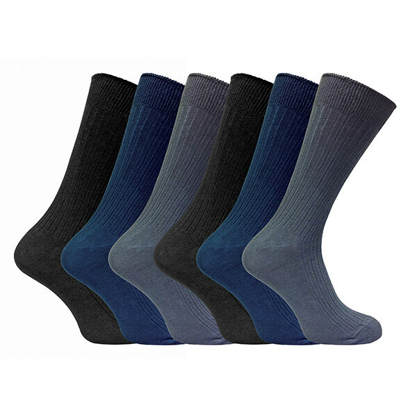 Sock Snob 6 Pairs Mens Ribbed 100% Cotton Socks 6-11 UK