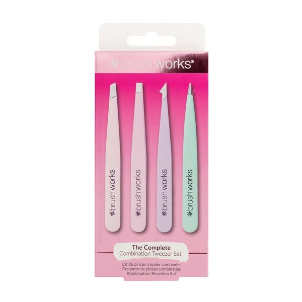 Brushworks 4 Piece Combination Tweezer Set - Pastels