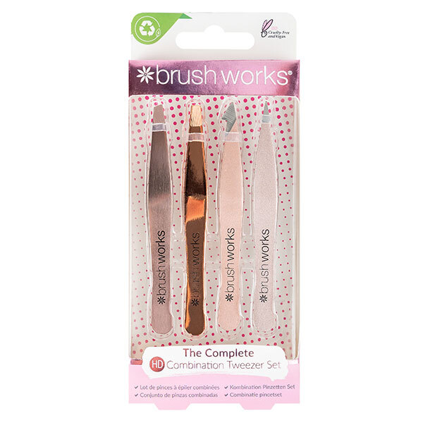 Brushworks 4 Piece Combination Tweezer Set - Gold