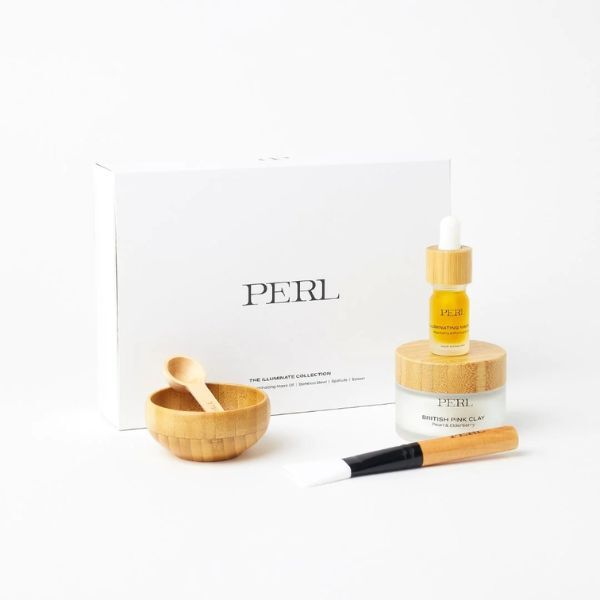 PERL Cosmetics British Pink Clay Mask & Illuminating Oil Set