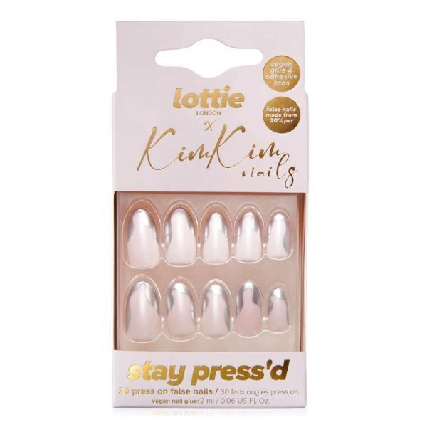 Lottie London X Kimkim Stay Press  On Nails Groovy Chrome