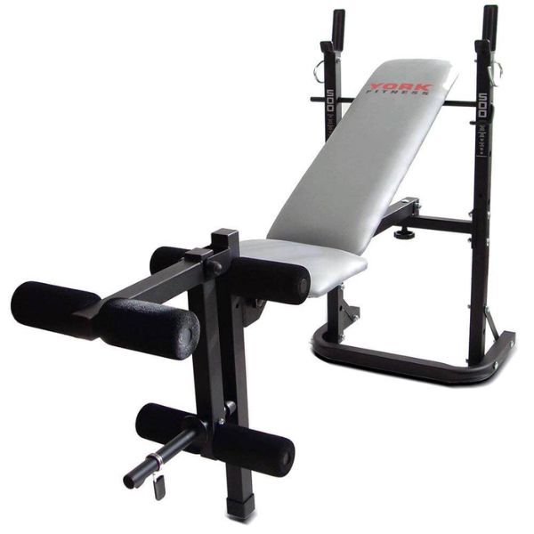 York B500 Folding Barbell Weight Bench with Leg Developer