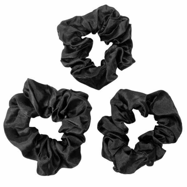 LUVYAH Cosmetics Satin Sleep Scrunchies - Set of 3 Black