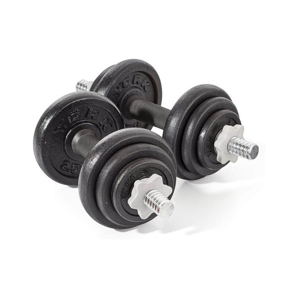 York Fitness 20kg Cast Iron Dumbbell Set (Plastic Collars)