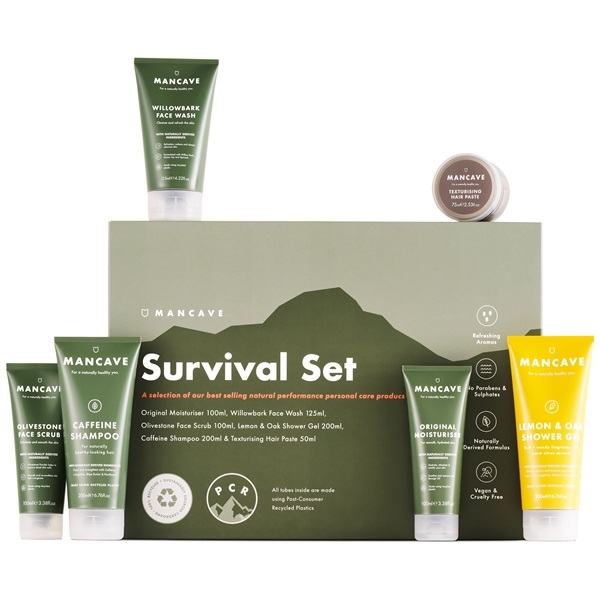 ManCave Survival Gift Set, 6 Natural Grooming Essentials