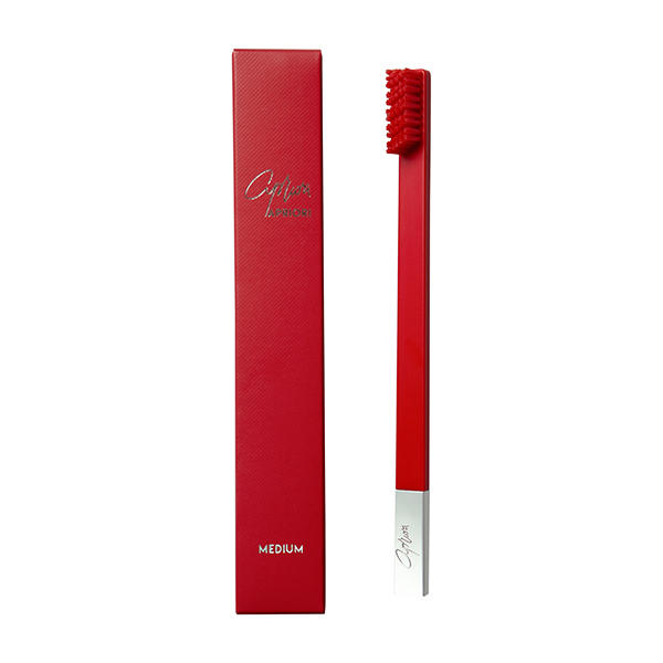 APRIORI Carmine Red Silver Medium Toothbrush